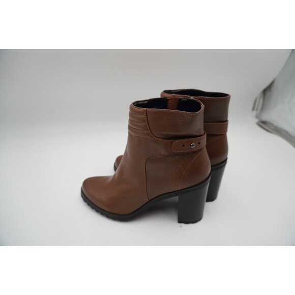 H by Halston Woman Ankle Booties Leather Size US  9M Brown Side Zip High Heel - Picture 1 of 8